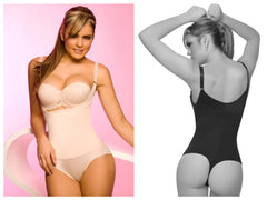 Beige lace-trimmed ann chery 4012-1 latex body bikini shapewear bodysuit with adjustable straps and seamless design