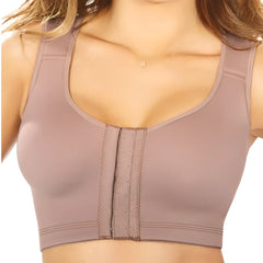 Ann chery 5150 post surgery brassiere in mauve with lace-up front and subtle textured fabric for support and comfort