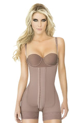 Ann Chery 5166 powernet Melissa shapewear in taupe brown with central zipper and lace trim waistband