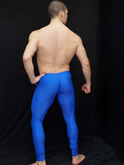 Bright blue form-fitting arroyman bulge runner pants leggings size m designed for active wear