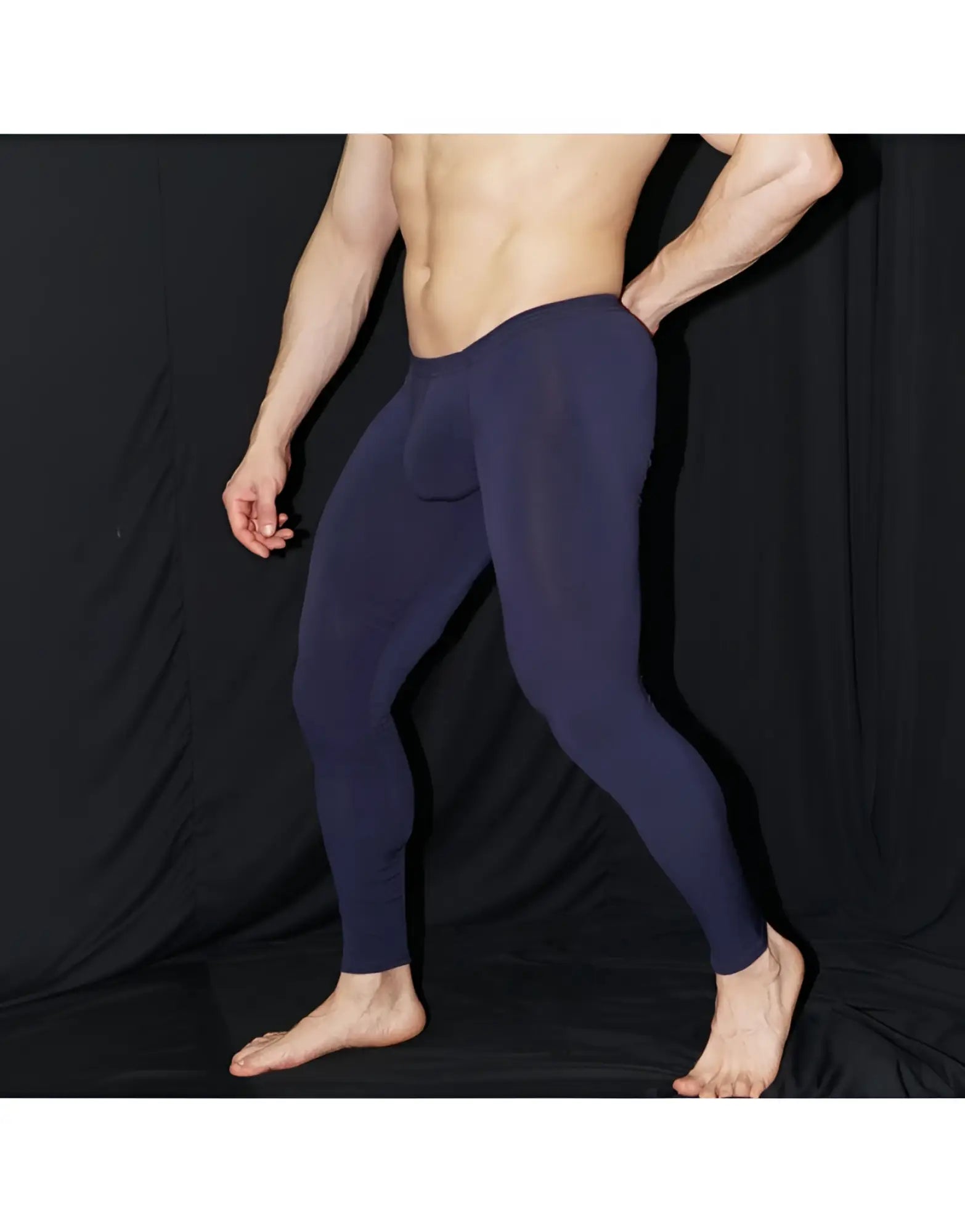 Navy blue form-fitting leggings arroyman bulge runner rnr006s designed for comfort and athletic performance