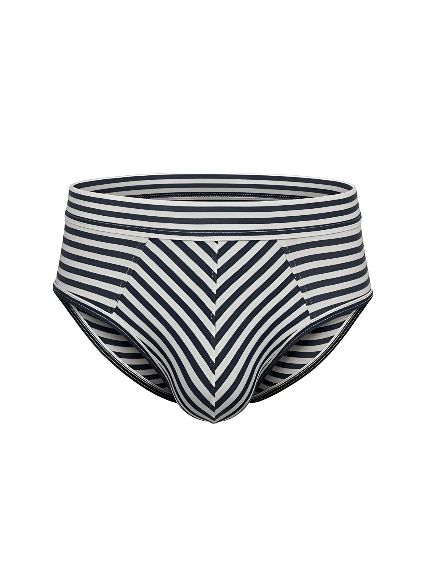 Black and white striped men’s cotton briefs with chevron pattern front in assorted cotton brief 4 pieces pack