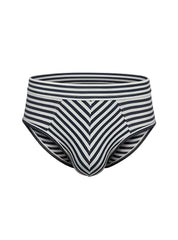 Black and white striped men’s cotton briefs with chevron pattern front in assorted cotton brief 4 pieces pack