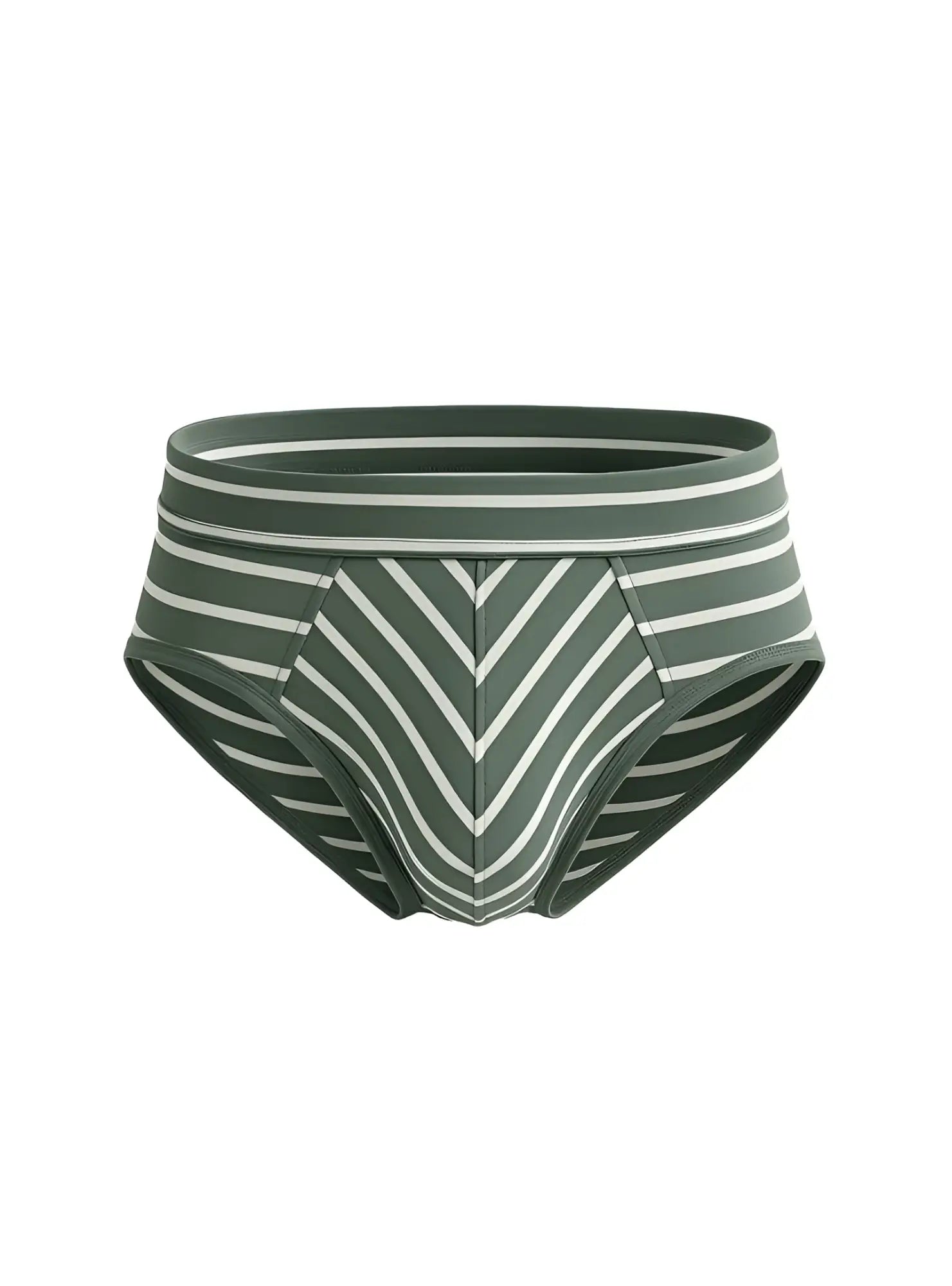 Olive green and white striped men’s cotton briefs with chevron pattern front assorted cotton brief 4 pieces pack