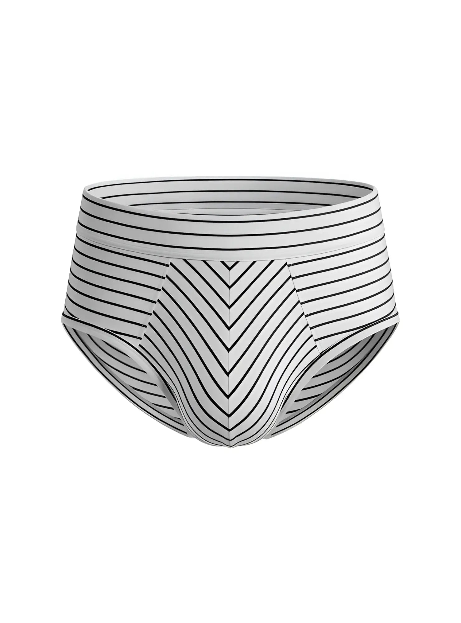 Assorted cotton brief 4 pieces pack featuring white briefs with black diagonal stripes forming a chevron pattern