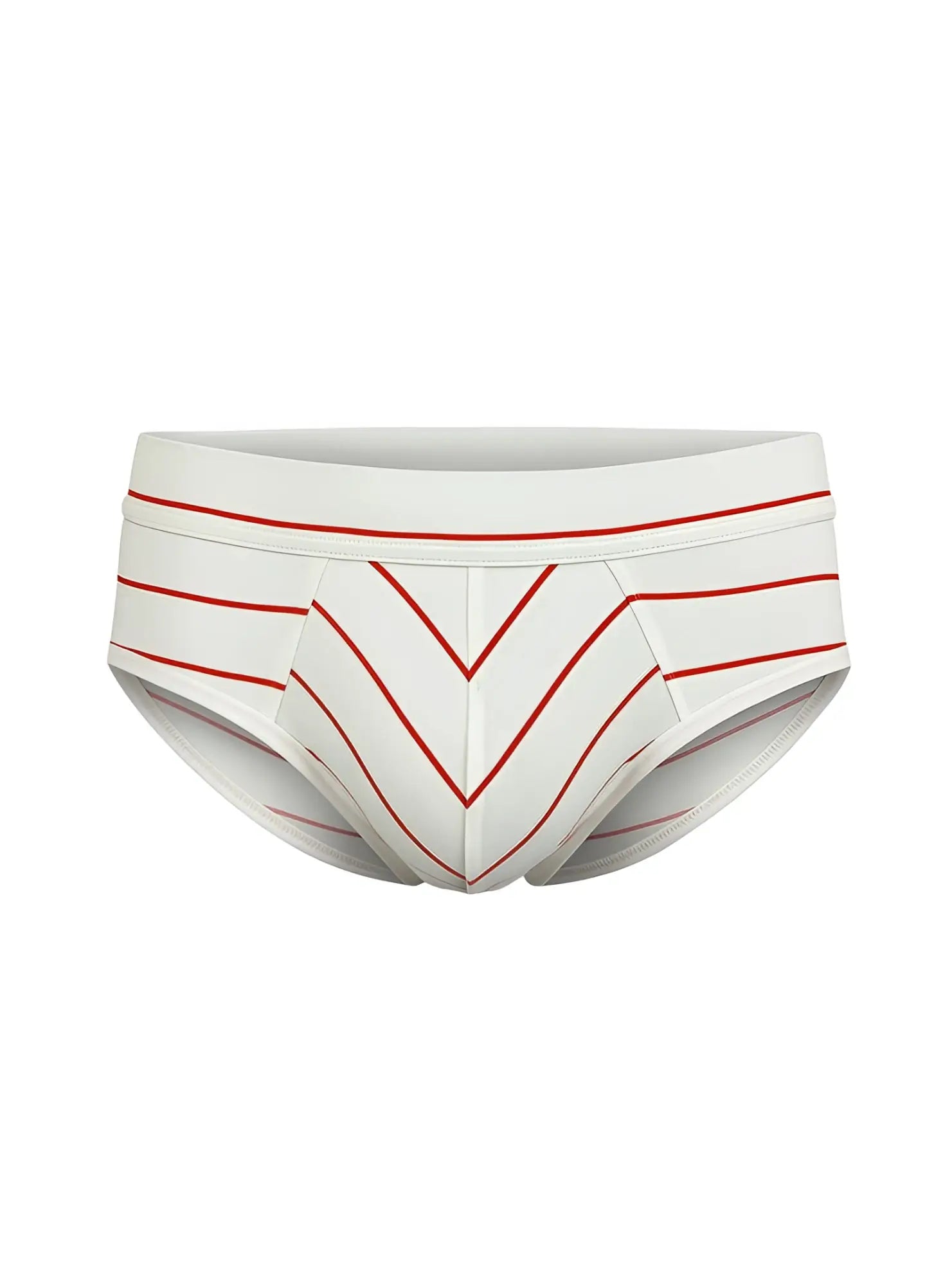 White cotton briefs with bold red chevron stripes and horizontal lines in assorted 4 pieces pack