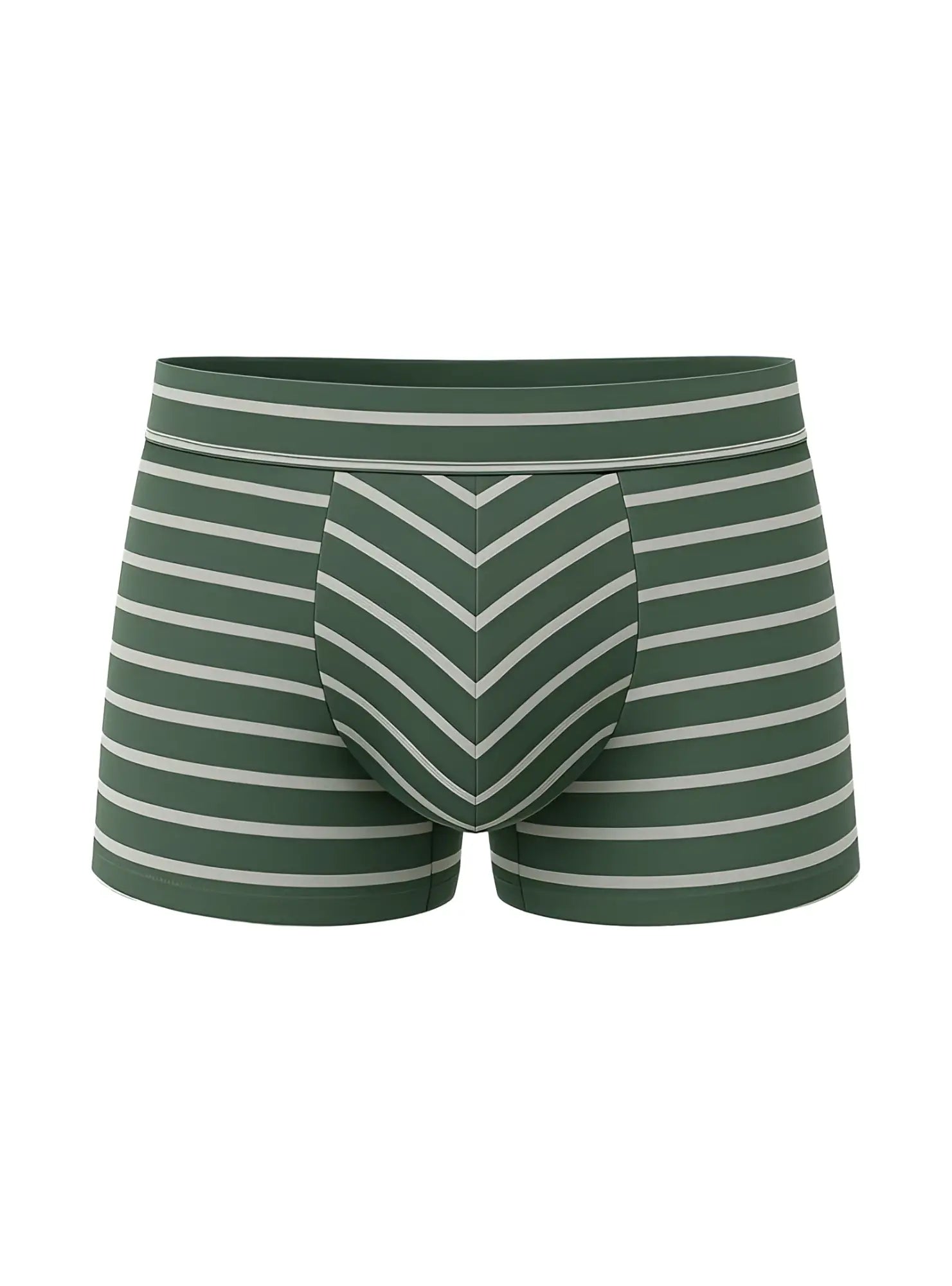 Assorted cotton trunk 4 pieces pack dark green and white striped boxer briefs with chevron pattern on the front