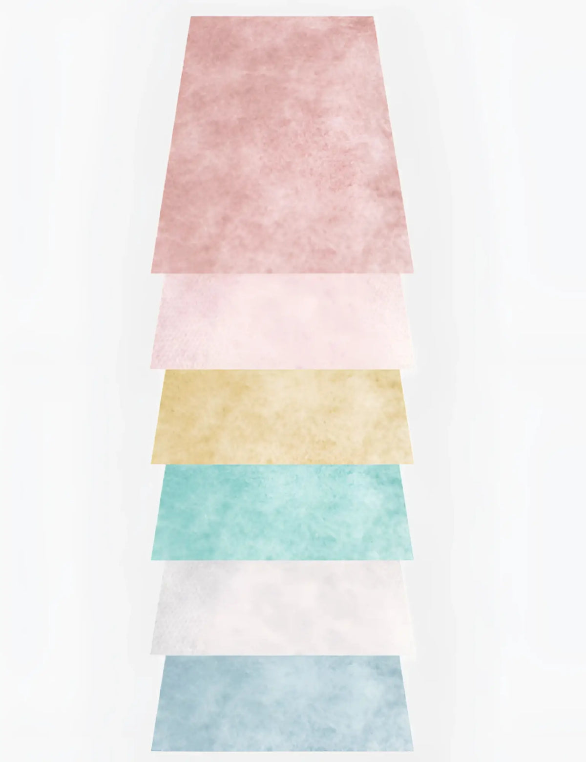 A stack of six pastel colored textured paper sheets for barcode berlin mask filters pack in size one size