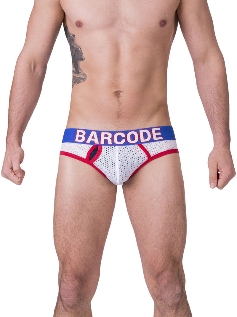 Sous-vêtement Barcode Berlin Twenty 9 Mesh Brief Blanc/Bleu/Rouge 91171-230 Taille M