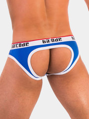 Barcode Berlin Dani Hole Backless Jock Brief Jock Strap Unterwäsche Royal/Weiß 91579-801 Größe L