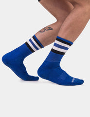 Barcode Berlin Fetish Stripes Half Socks Royal/Black/White 91720-814 Size L/XL