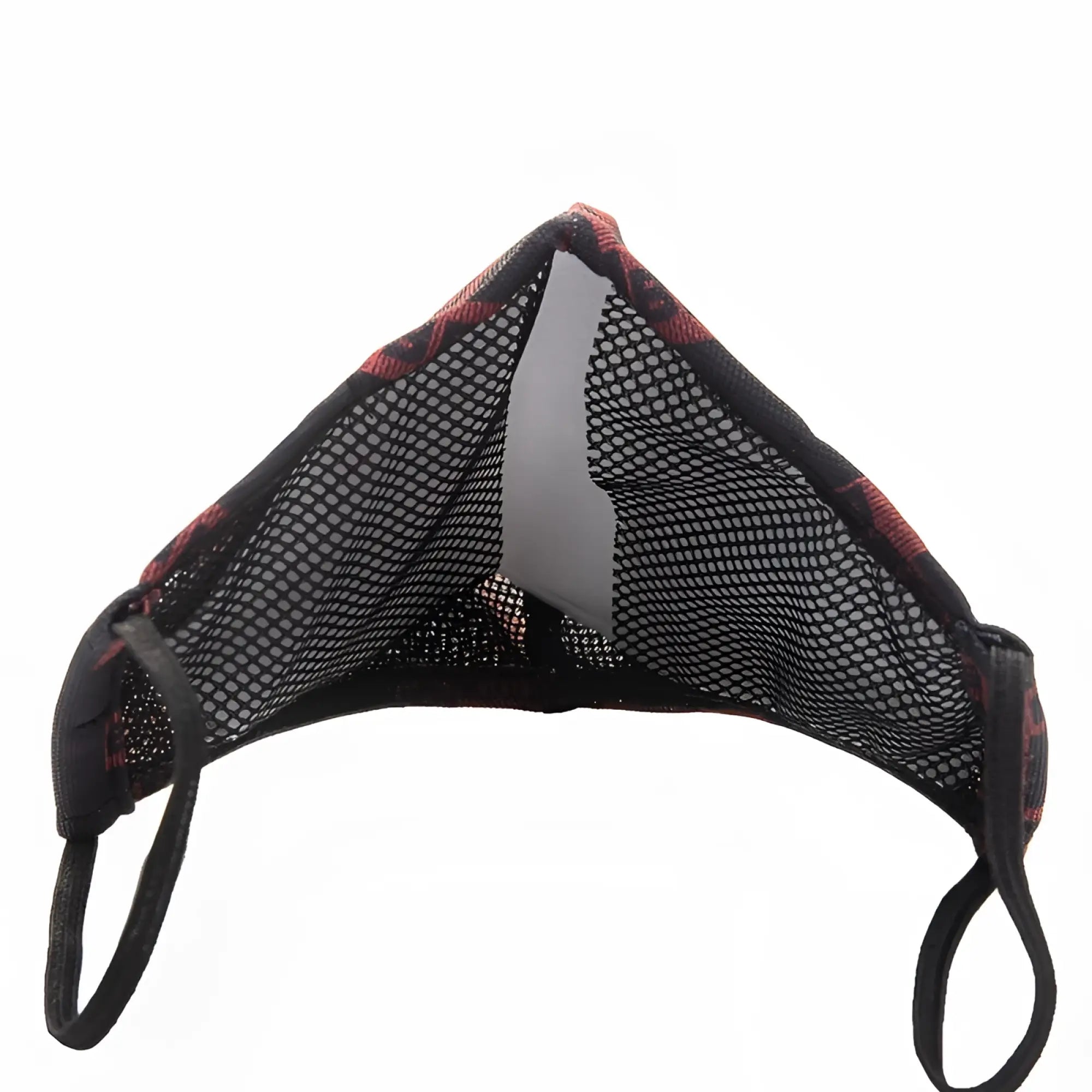 Black mesh face mask with red and black patterned trim barcode berlin chief warrant officer grayson unisex mask