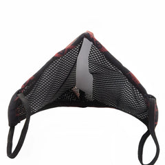 Black mesh face mask with red and black patterned trim barcode berlin chief warrant officer grayson unisex mask