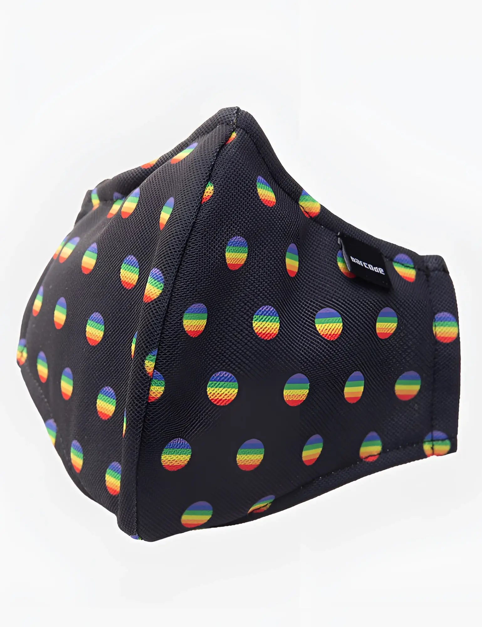 Barcode berlin major general michelinho unisex black fabric face mask with colorful rainbow polka dots one size