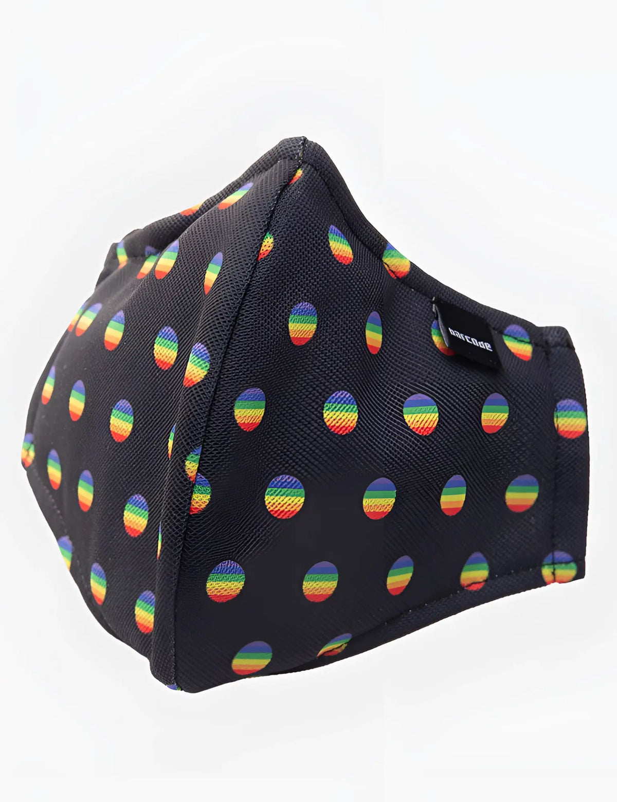 Barcode berlin major general michelinho unisex black fabric face mask with colorful rainbow polka dots one size