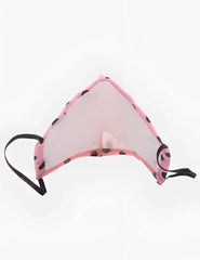 Pink mesh face mask with black polka dots and adjustable elastic ear loops by barcode berlin unisex one size