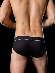 Black textured Barcode Berlin Berlin Mitte thermo briefs with white trim waistband size S for cold weather use