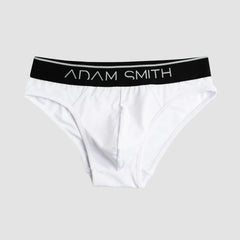 Basic briefs white adam smith briefs with black waistband and silver lettering for everyday comfort and support