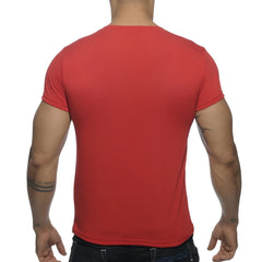 Red short-sleeved crew neck t-shirt made from soft cotton perfect for casual basic wear