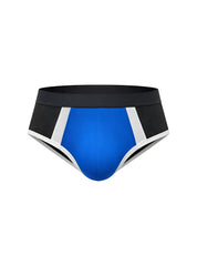 Blue and black basix comfort one brief athletic briefs with white trim designed for comfort and active wear
