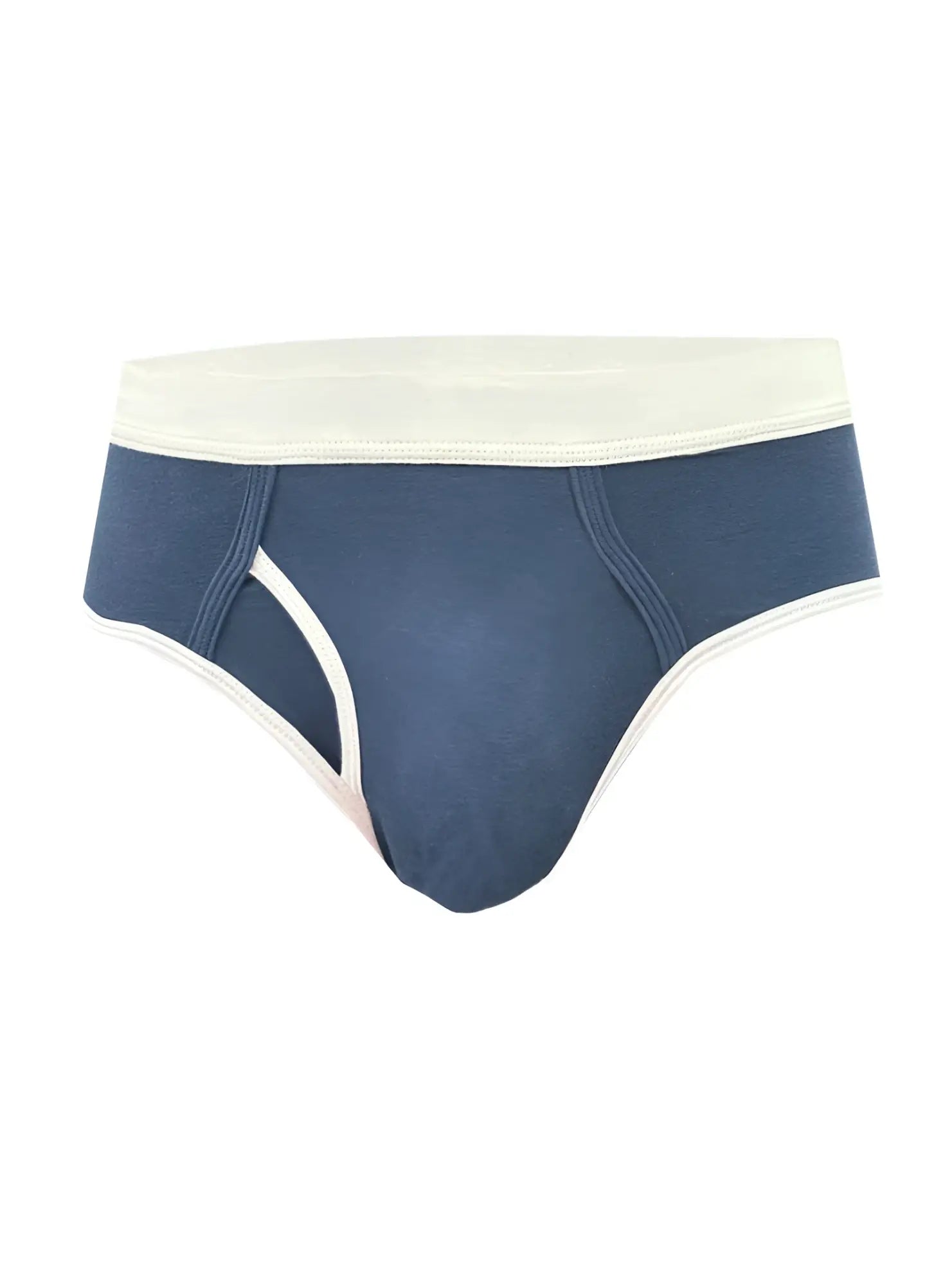 Basix Comfort Brief navy blue briefs with cream waistband and trim offering comfortable everyday support