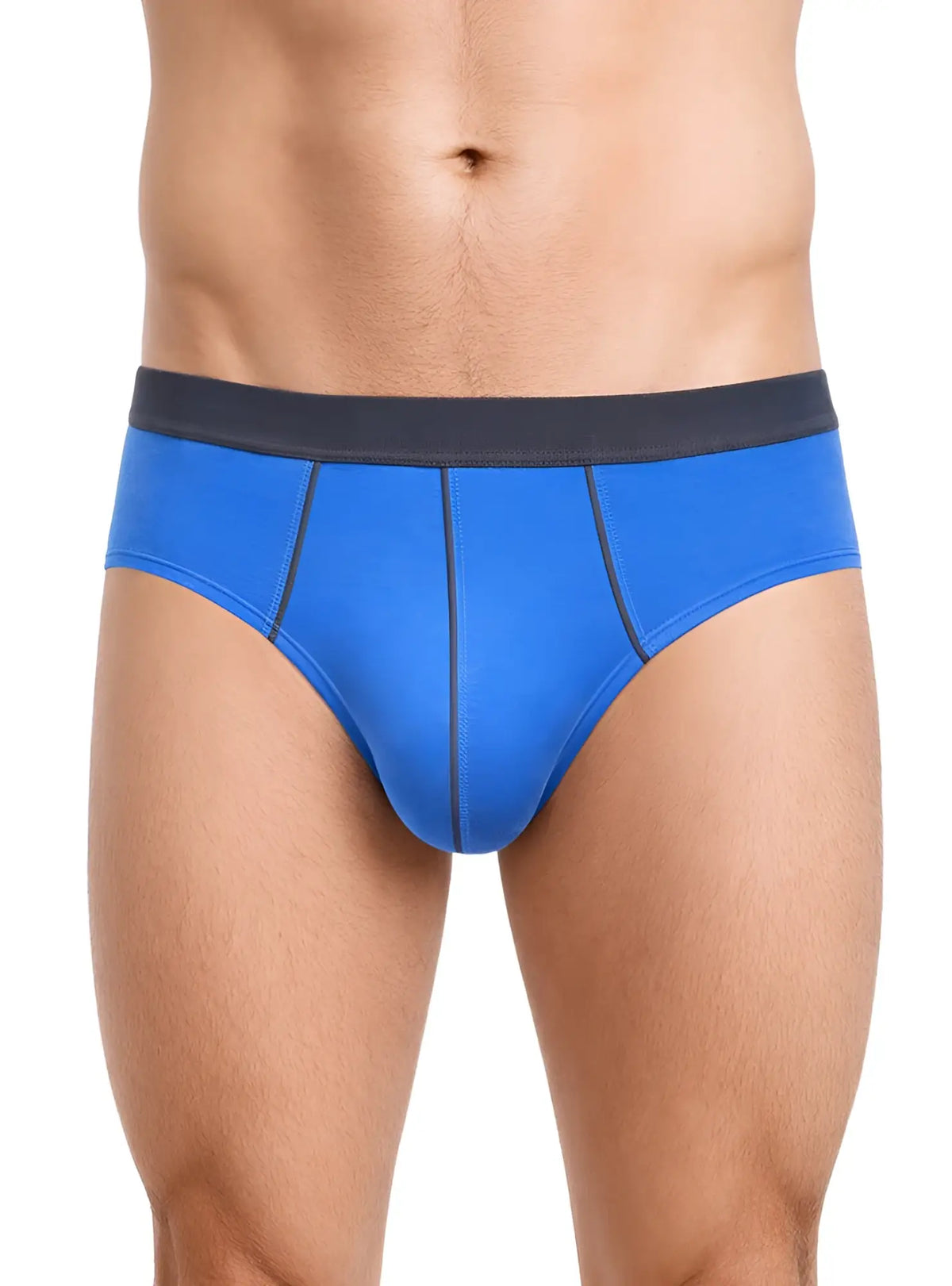 Basix comfort contrast brief bright blue briefs with dark gray waistband designed for everyday comfort