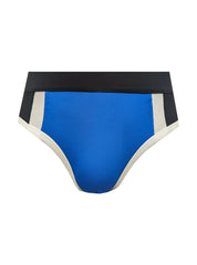 Basix comfort jock blue athletic briefs with black waistband and white side stripes for active support