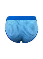 Basix comfort mesh brief in blue with a solid blue waistband made of breathable mesh fabric for everyday comfort