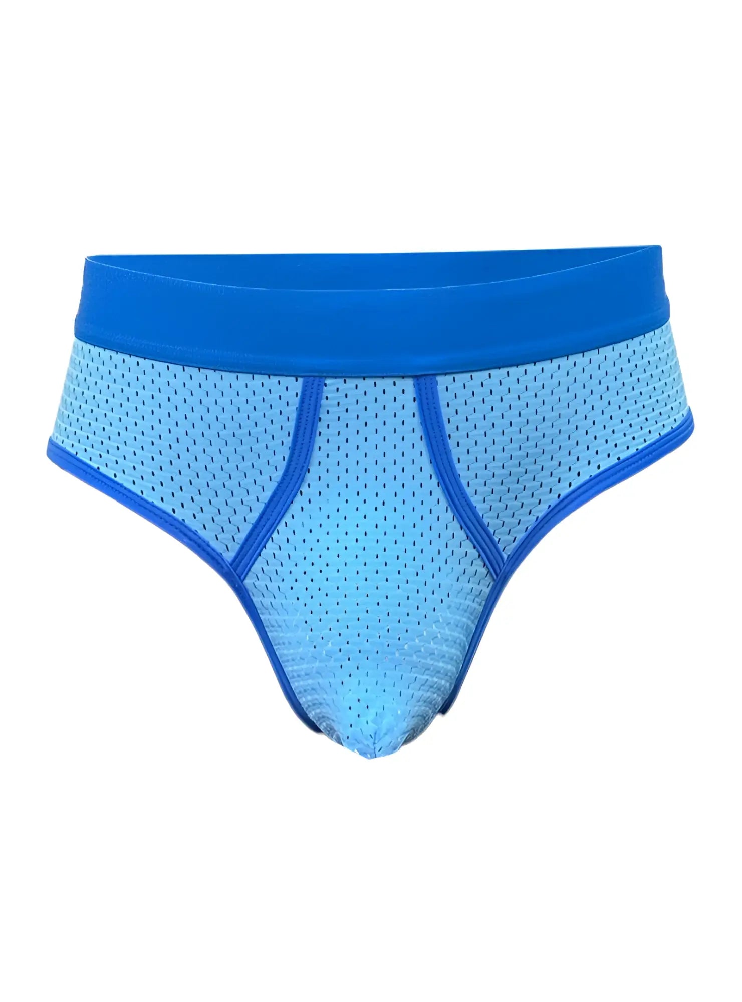 Basix Comfort Mesh brief in blue with breathable mesh fabric and solid blue waistband and trim