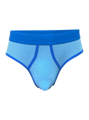 Basix Comfort Mesh brief in blue with breathable mesh fabric and solid blue waistband and trim