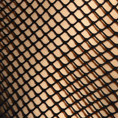 Black fishnet fabric with diamond mesh pattern on beachy net strap tank top