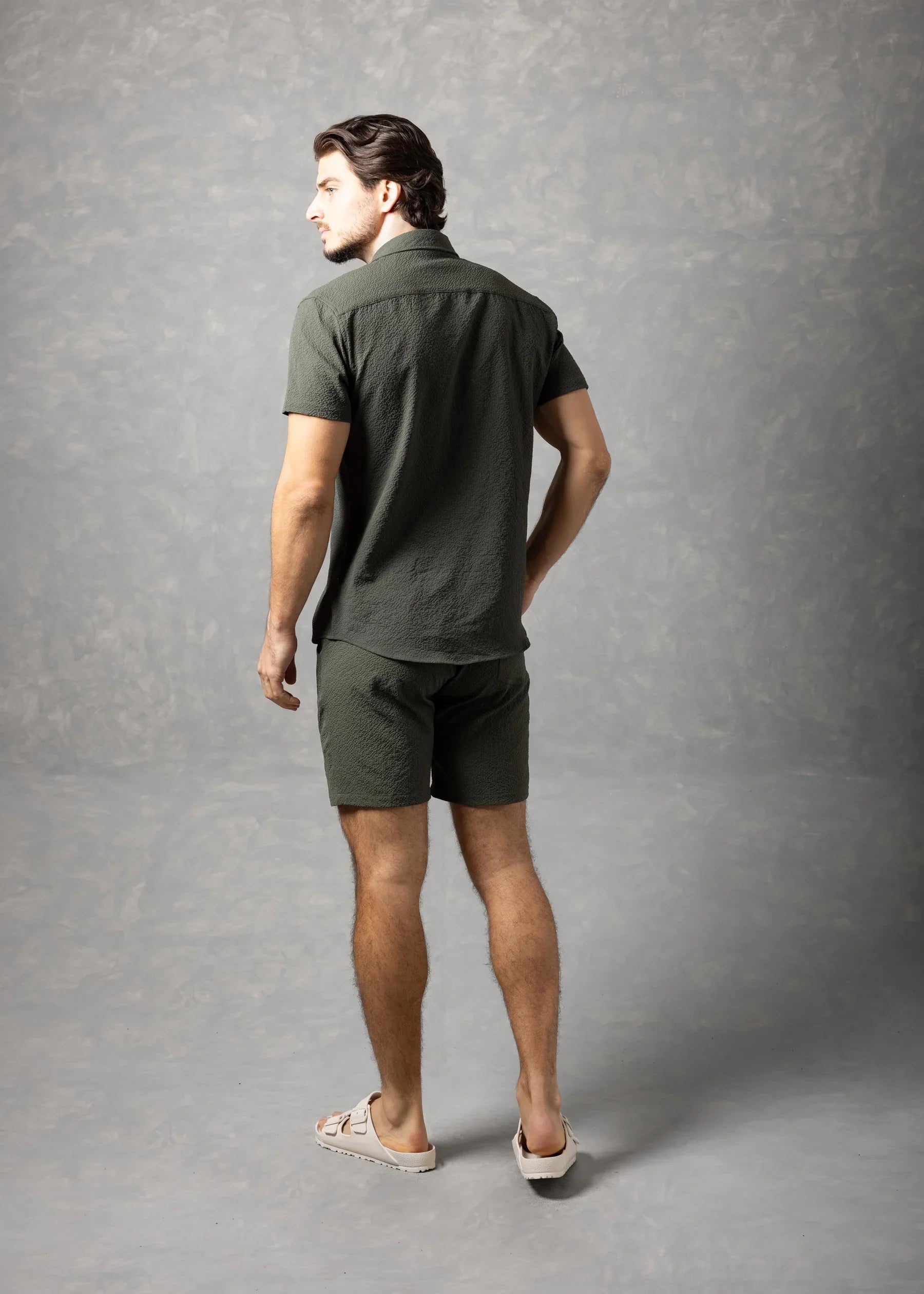 Bespoke Moda Herren Sorento Kurzarm-Resorthemd mit Strukturmuster