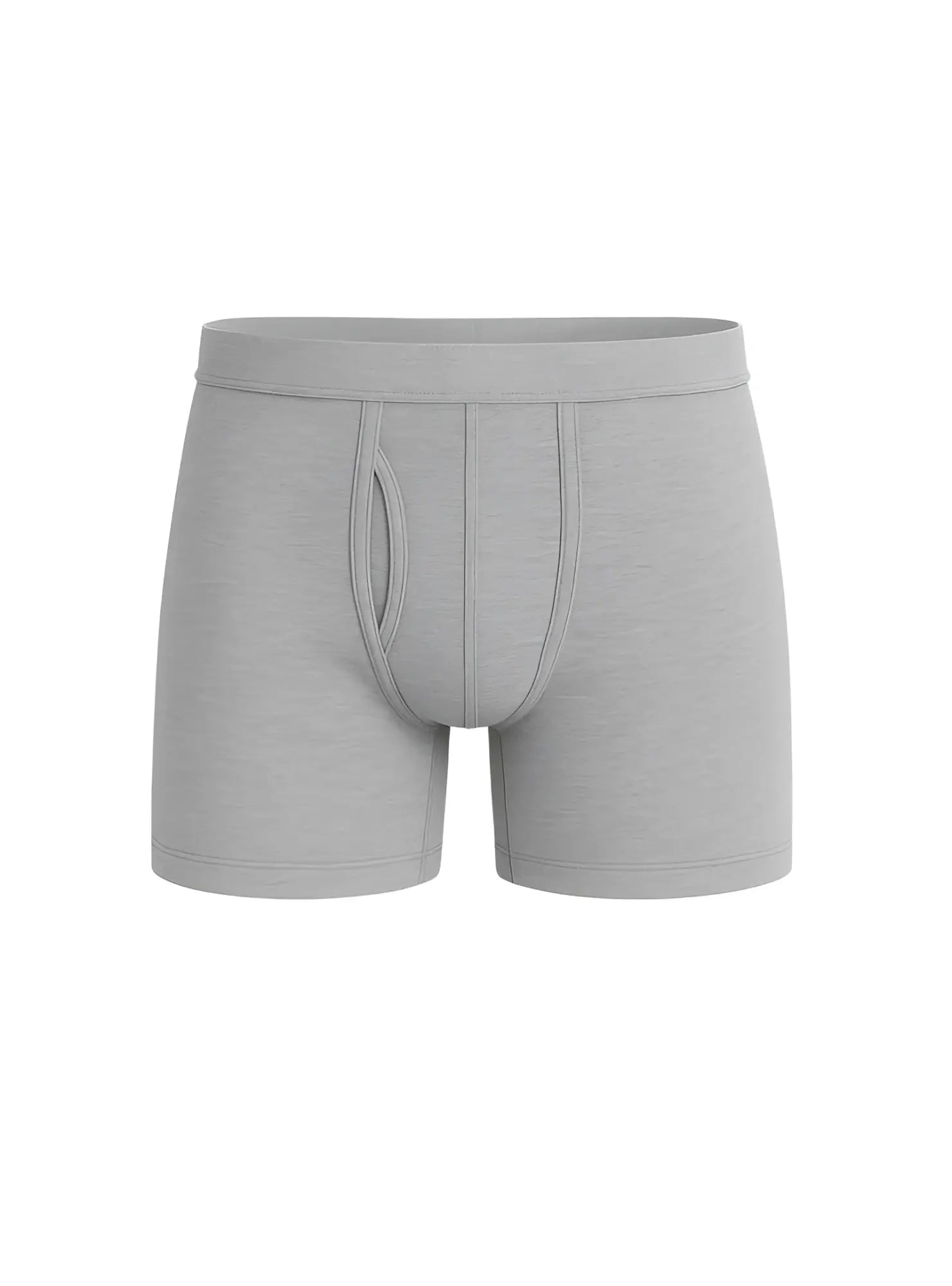 Gray heathered big mans cotton boxer brief with smooth seamless design and elastic waistband for comfort