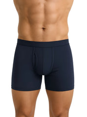 Navy blue big mans cotton boxer brief with contoured pouch and elastic waistband for comfortable support