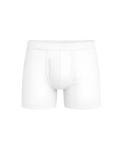 White big mans cotton boxer brief with smooth seamless design and elastic waistband