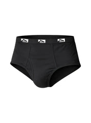 Big mans fly front colored brief black men’s briefs with a white logo on the elastic waistband