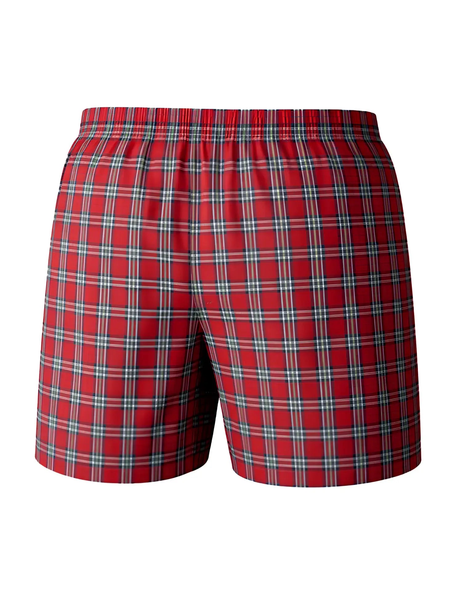 Big mans woven boxer broadcloth 2 pack red plaid with elastic waistband and white dark blue intersecting lines