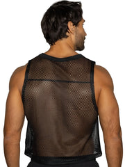 Black bike athletic bam135 sleeveless mesh practice jersey with solid black trim around neckline and hem