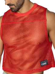 Bike athletic bam135 sleeveless practice jersey in red mesh with solid red ribbed neckline and hem