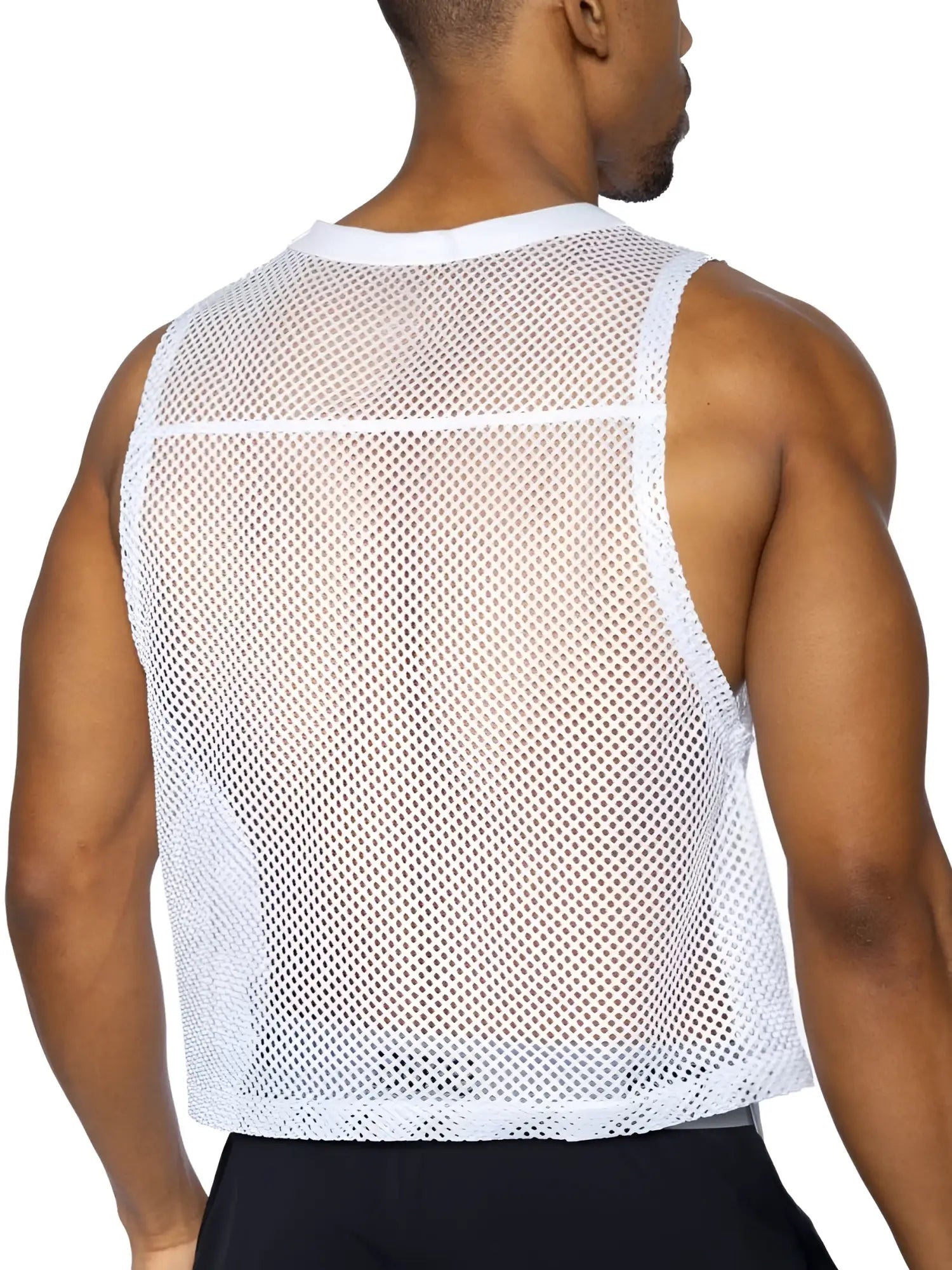 Bike athletic bam135 sleeveless practice jersey in white mesh with rounded neckline and hem for performance use