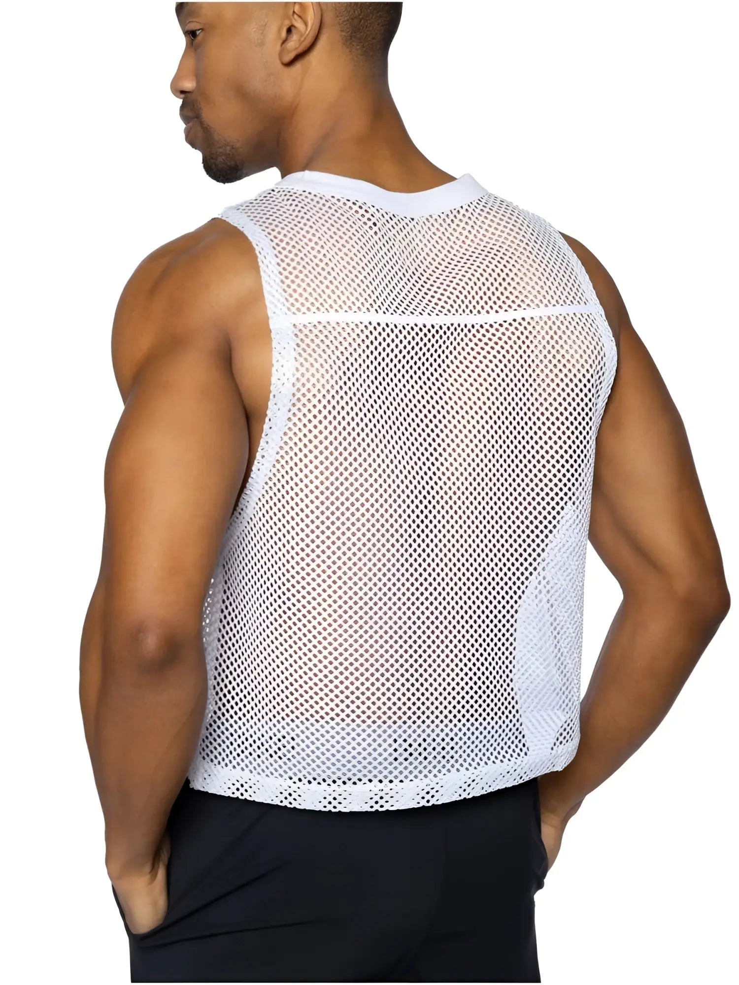 White mesh tank top bike athletic bam135 sleeveless practice jersey with fitted design and reinforced shoulder seams