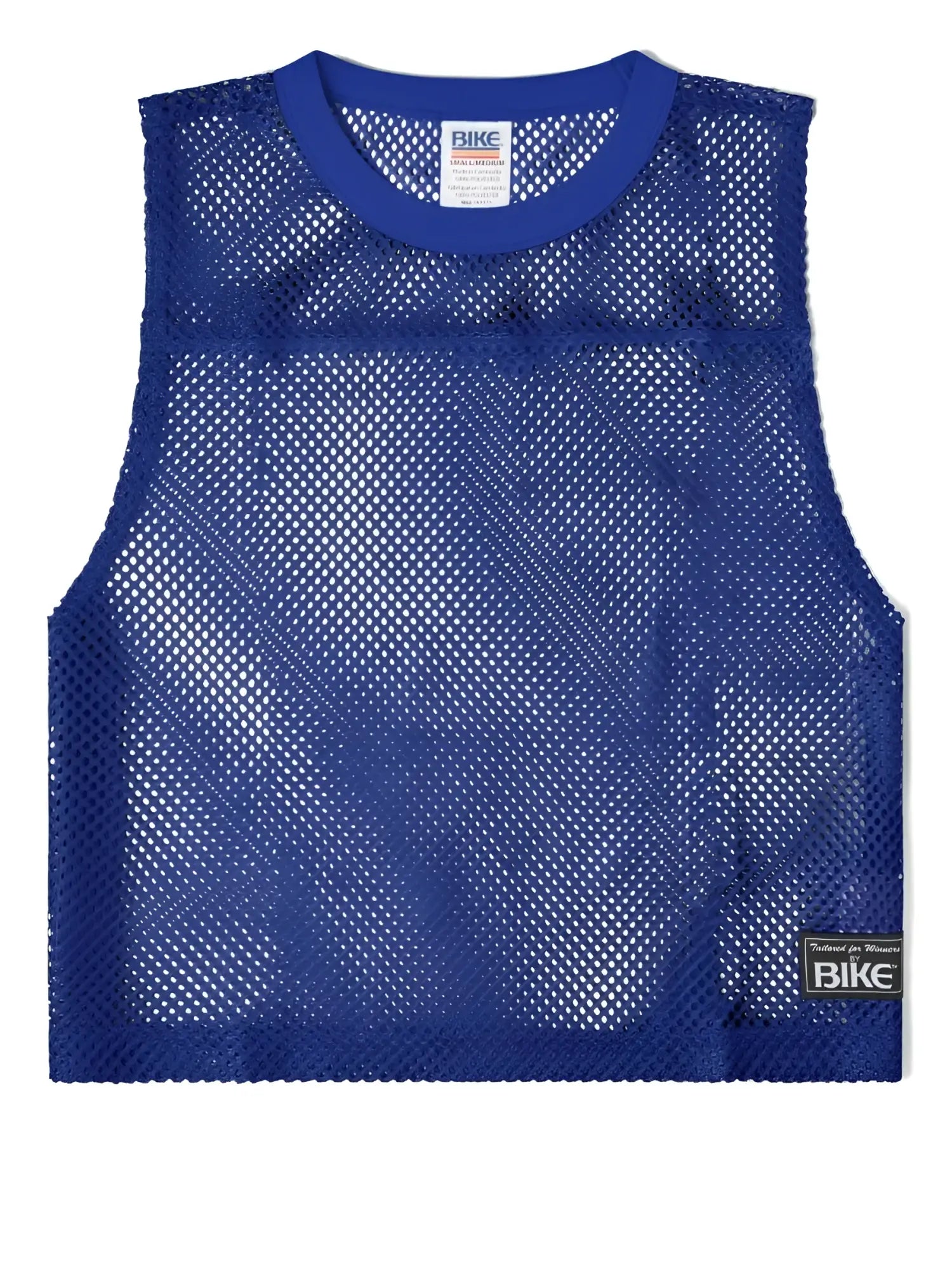 Bike Athletic BAM135 sleeveless practice jersey in vibrant royal blue mesh with solid ribbed neckline and branded label