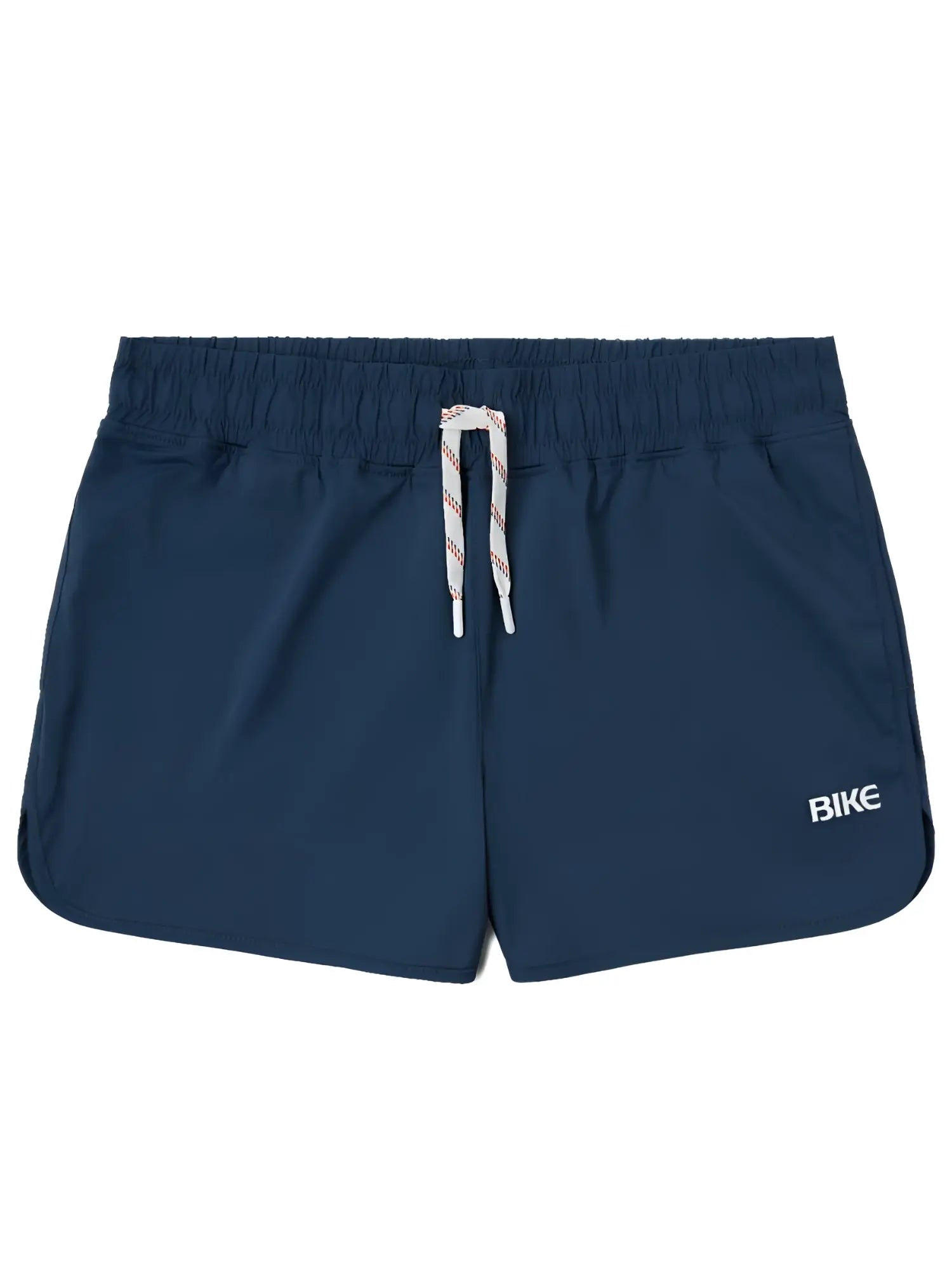 Navy blue bike athletic BAM200 track shorts with white drawstring and small bike logo on the side