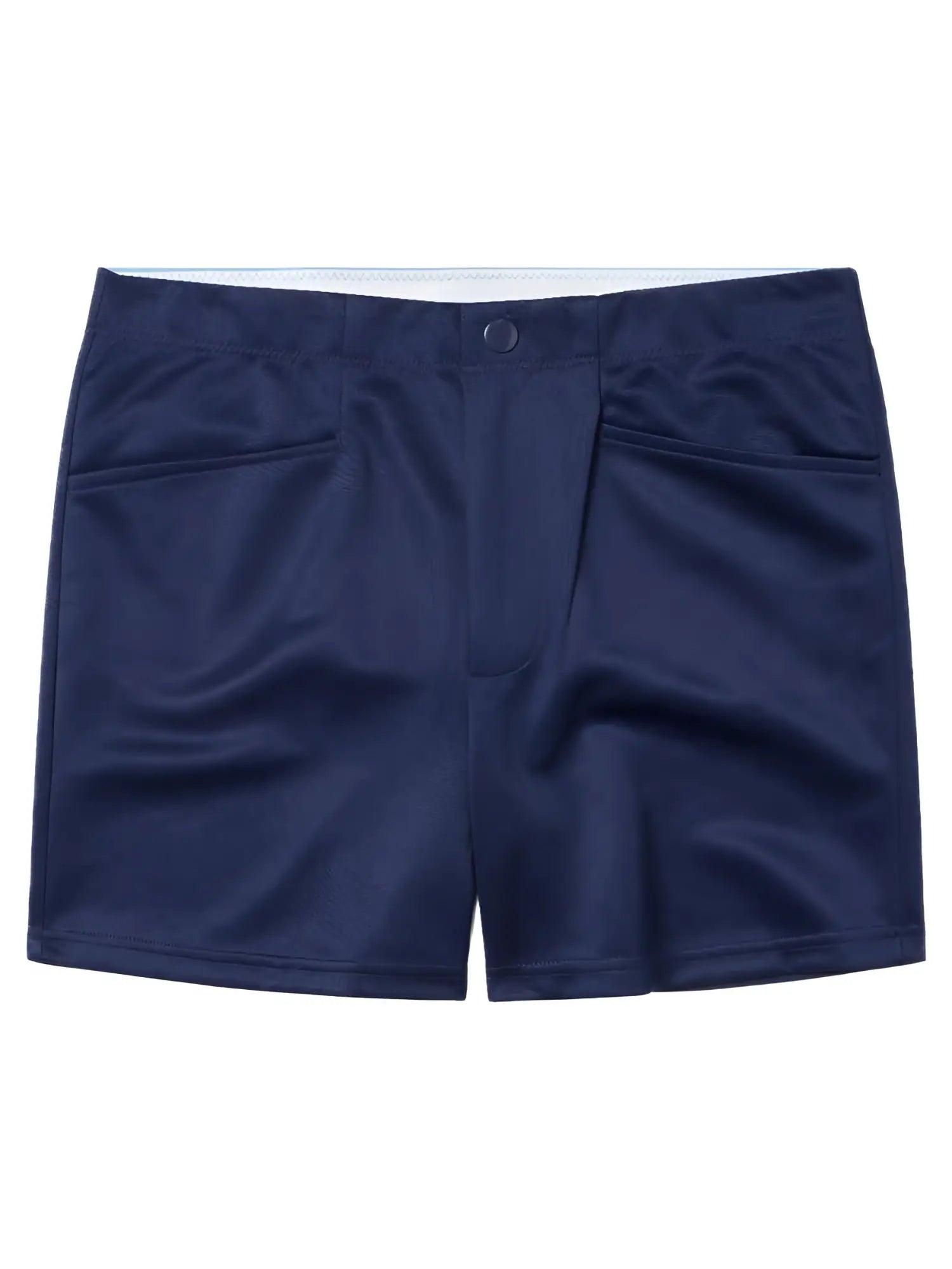 Navy blue bike athletic shorts with white waistband and two front pockets featured in bam207 coaches style