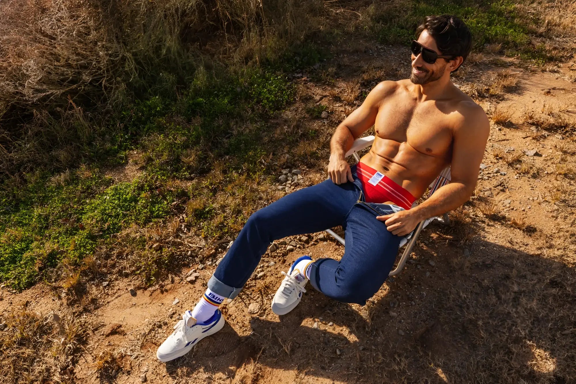 Red and white BIKE Athletic BAS306 Original Number 10 jockstrap briefs featuring vibrant red color and athletic design