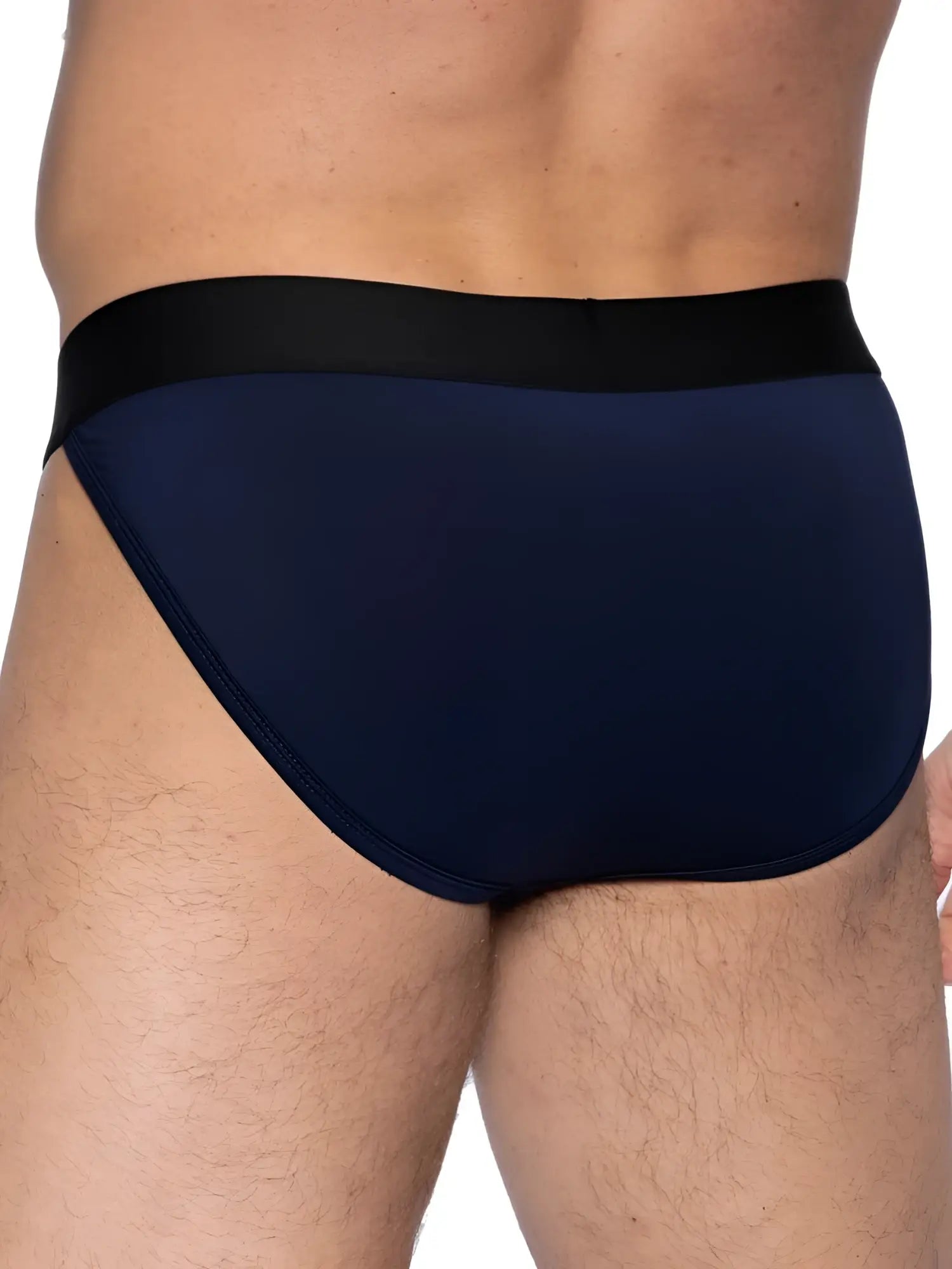 Navy blue BIKE athletic BAS331 active jock brief with black elastic waistband designed for support and comfort