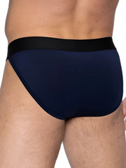 Navy blue BIKE athletic BAS331 active jock brief with black elastic waistband designed for support and comfort