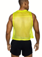 Bright neon yellow mesh sleeveless practice jersey by BIKE designed for cycling and sports activities