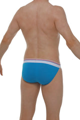 Bright blue bikini aizy modal azur briefs with white waistband featuring red and navy stripes made from soft modal fabric