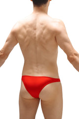 Red sleek form-fitting swim trunks bikini brach red designed for comfortable beach and pool wear
